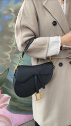 Dior Black Leather Medium Saddle Bag