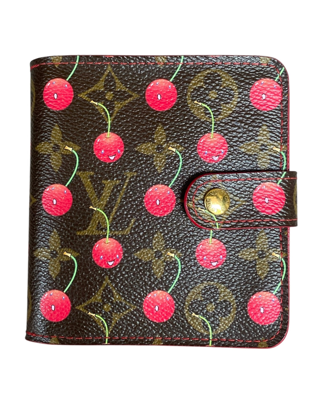 Louis Vuitton x Takashi Murakami 2005 Monogram Cherry Compact Zippy Wallet