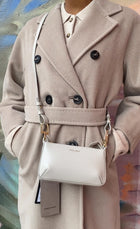 Giorgio Armani Prima Mini Stone Grey Leather Two Way Crossbody Bag