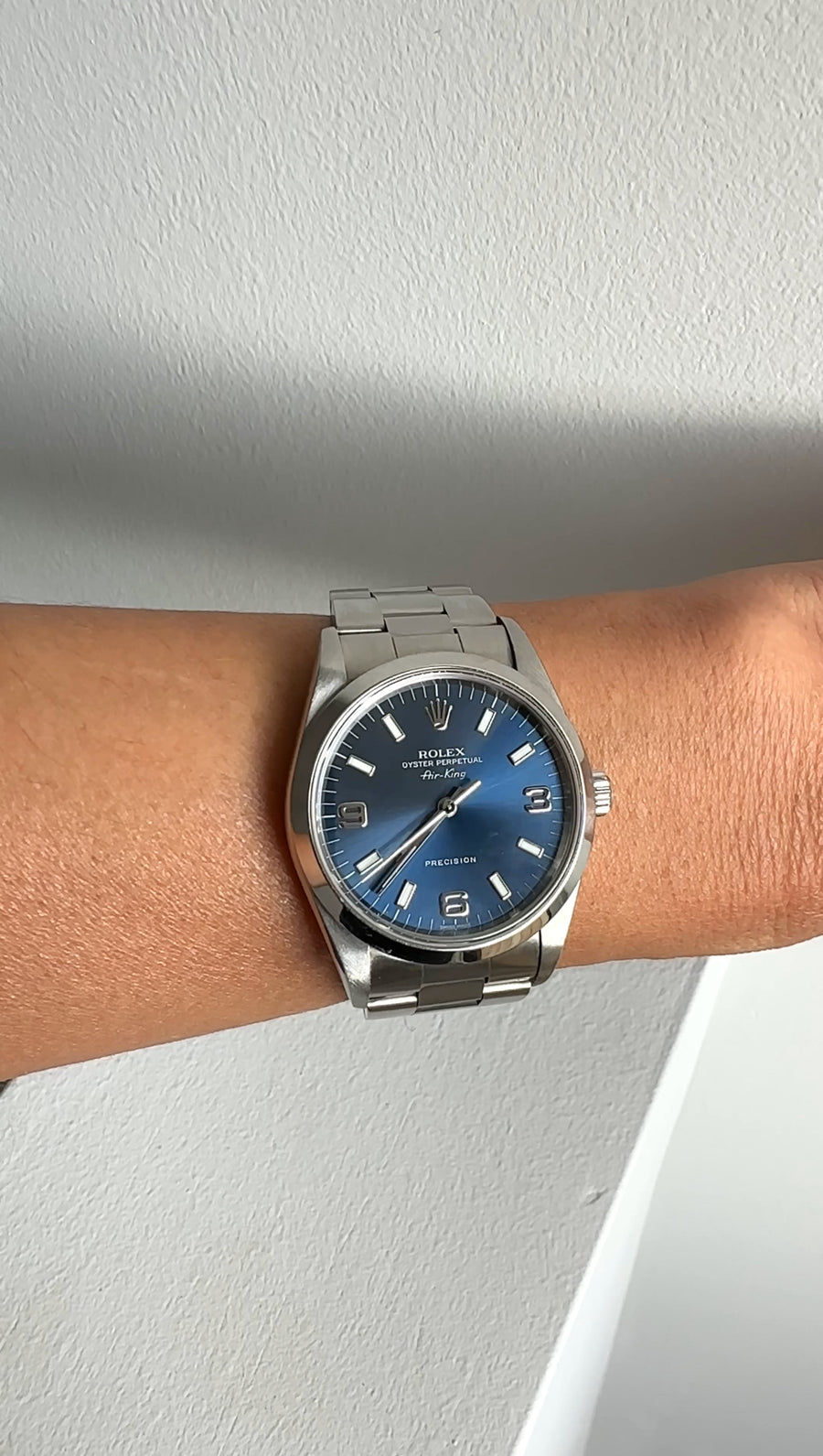 Rolex Air King 34mm Stainless Blue Dial Wrist Watch