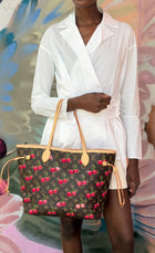 Louis Vuitton Brown Red x Takashi Murakami Cerises Monogram Neverfull Tote MM