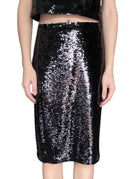 Nili Lotan Black Sequin Midi Skirt - US 6
