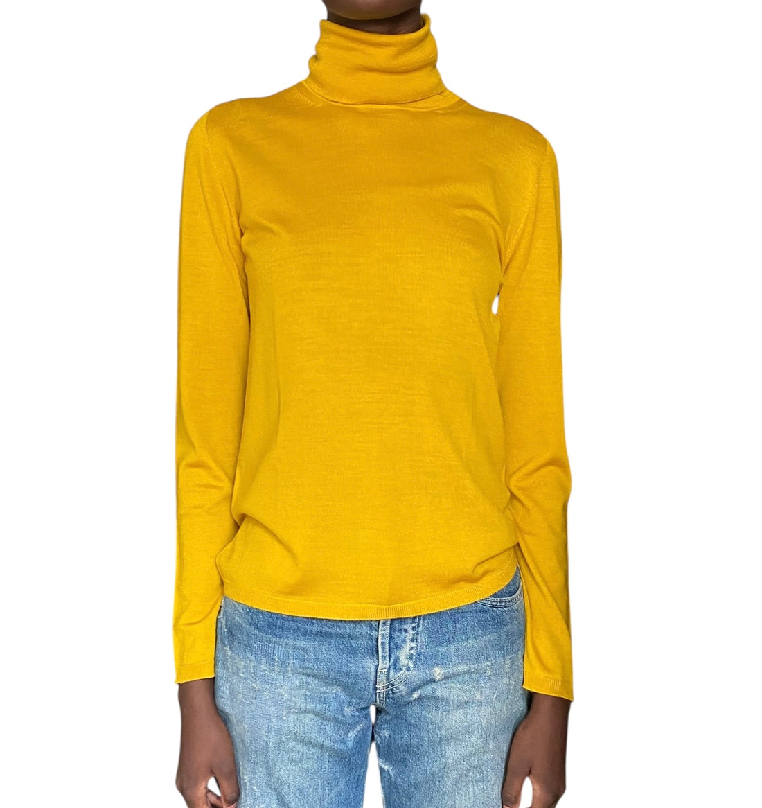 Max Mara Mustard Yellow Wool Turtleneck Sweater - L