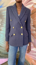 Brunello Cucinelli Blue Cashmere Cable Knit Blazer - IT 38 / US 4