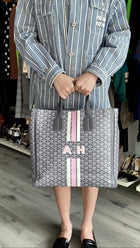Goyard Grey Voltaire Satchel Tote Bag and Passport Holder Set