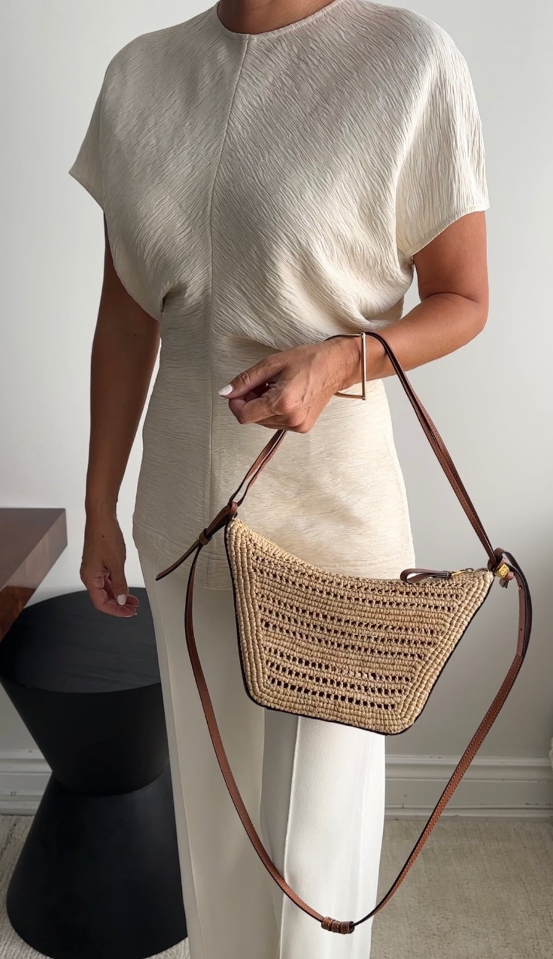 Loewe x Paula's Ibiza Mini Hammock Raffia Straw Crossbody Bag