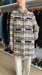 Giambattista Valli Ivory & Pink Faux Pocket Tweed Coat - 44 / US 8
