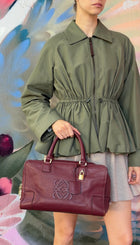 Loewe Burgundy Amazona 36 Grained Leather Anagram Logo Bag