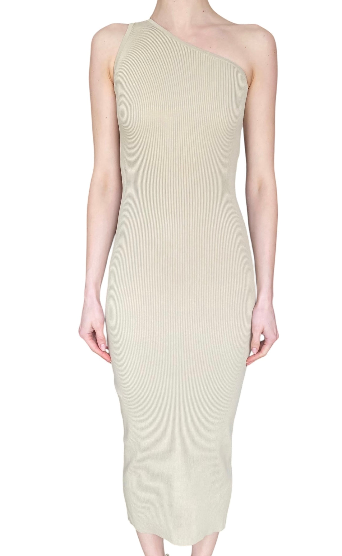 Toteme Beige One-Shoulder Ribbed Dress - XS / US 0-2