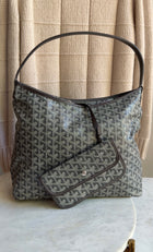 Goyard Grey Goyardine Coated Canvas Boheme Hobo with Pouch