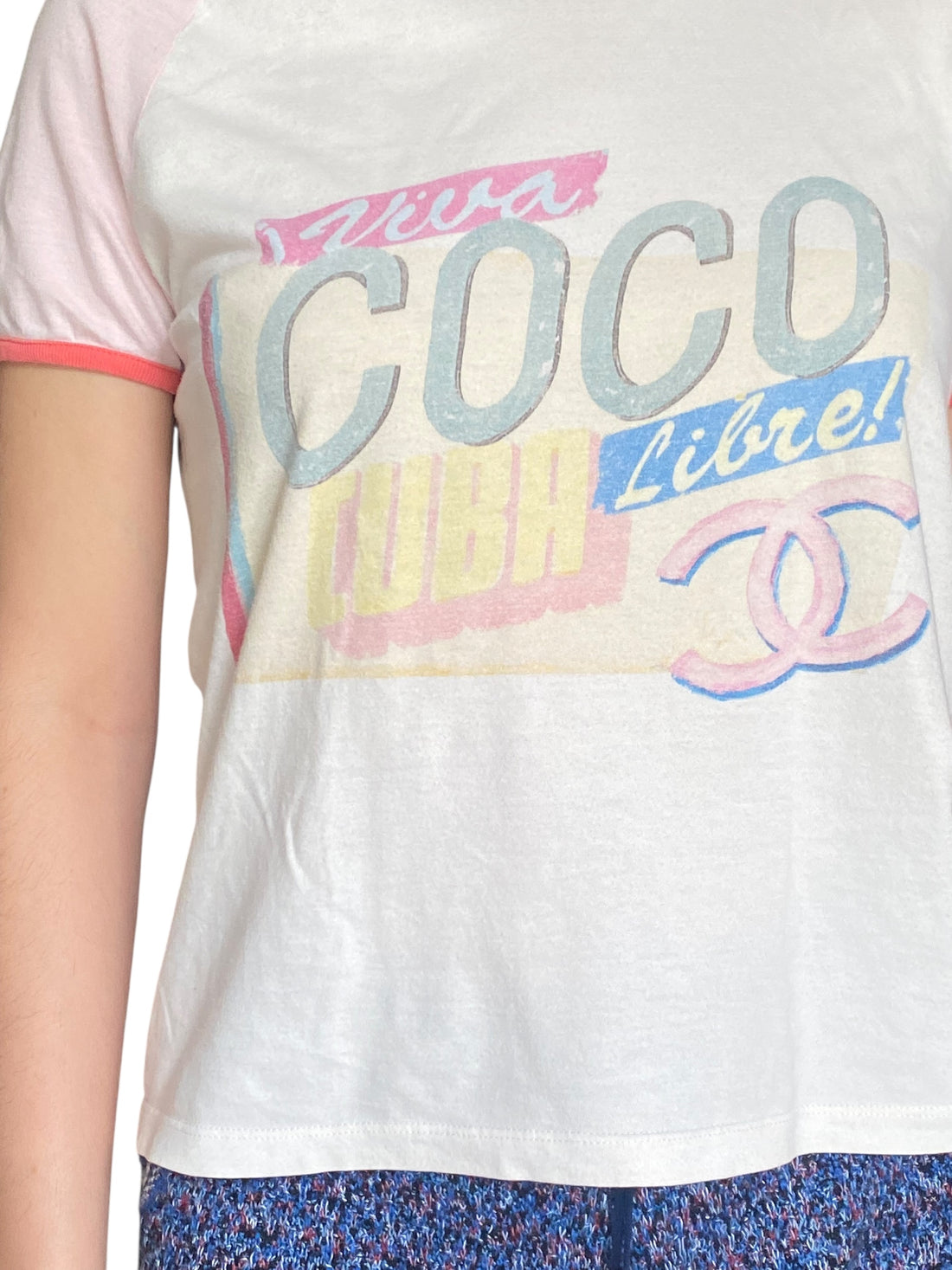 Chanel Pink & Blue “Viva Cuba” Tee - S