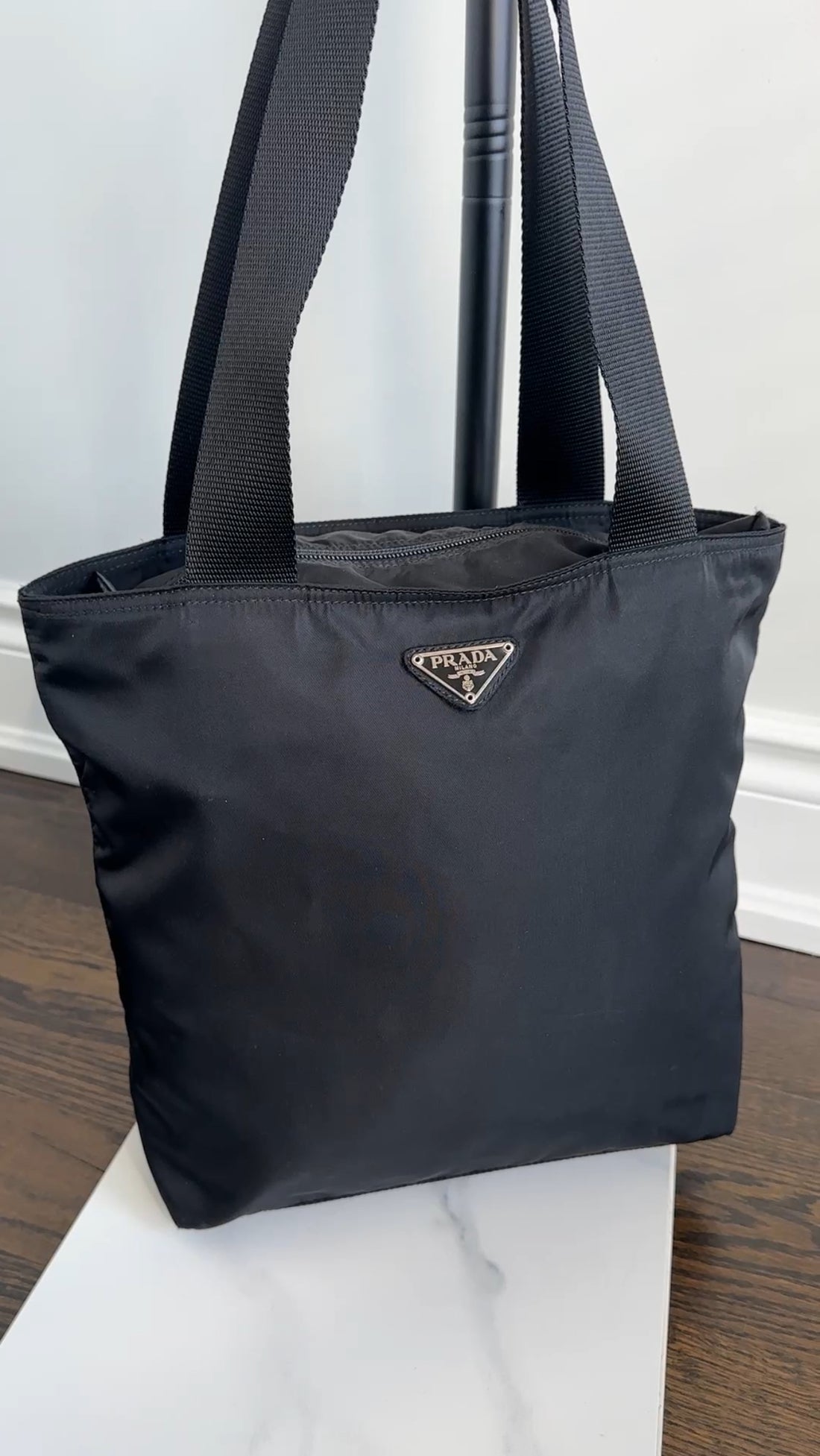 Prada Black Nylon Tessuto Vintage Small Tote Bag