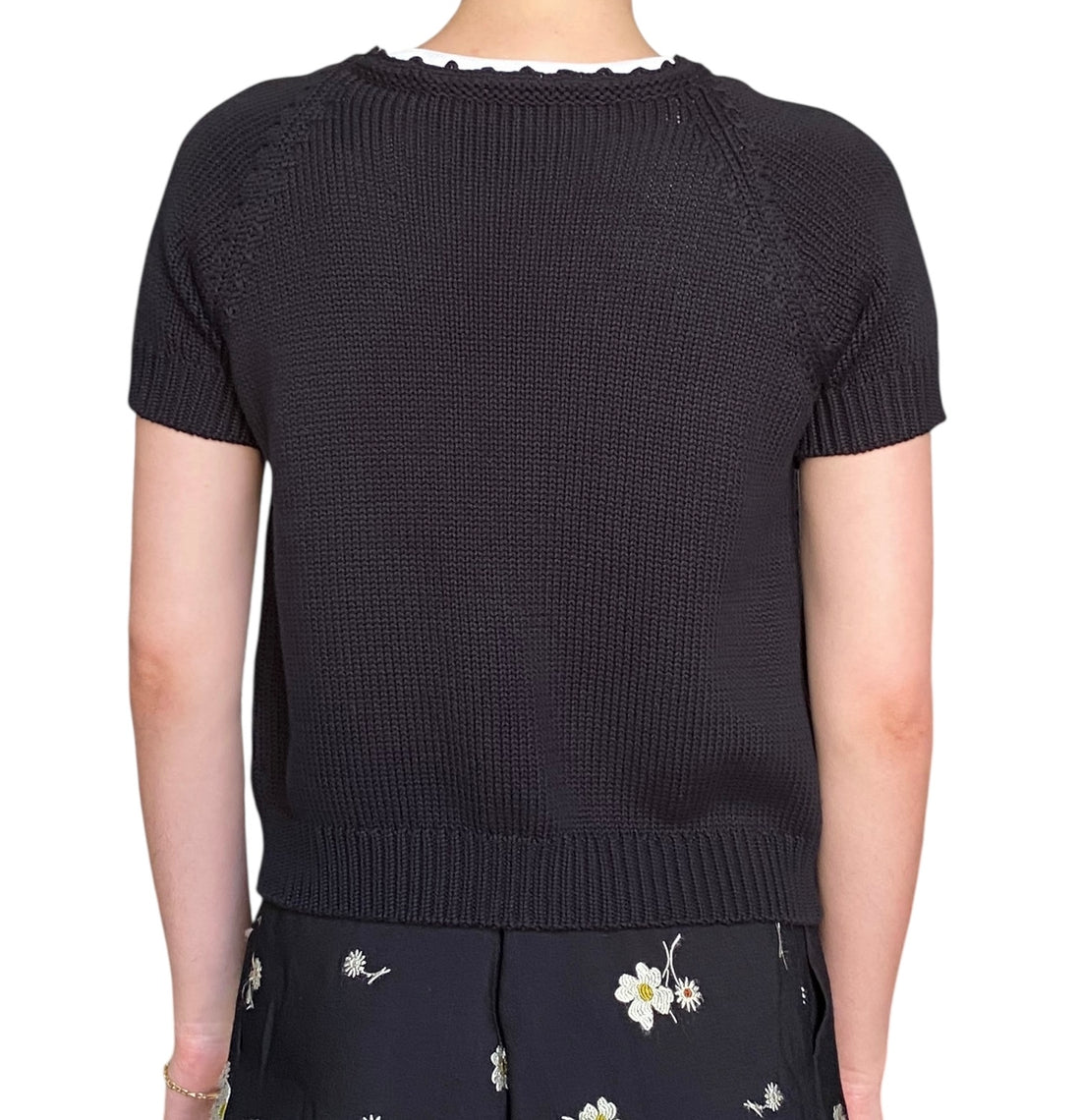 Prada Black Short Sleeve Knit Cardigan - 44