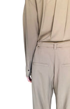 Brunello Cucinelli Khaki Wool Long Sleeve Belted Jumpsuit - M / US 6