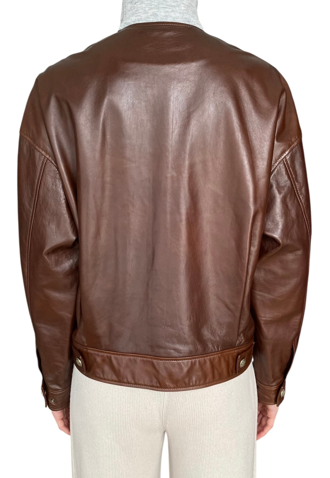 Nili Lotan Brown “Deja” Leather Bomber Jacket - S