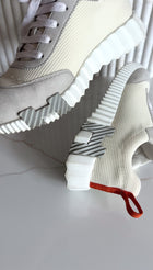 Hermes Ivory & Grey Bouncing Sneaker - 37