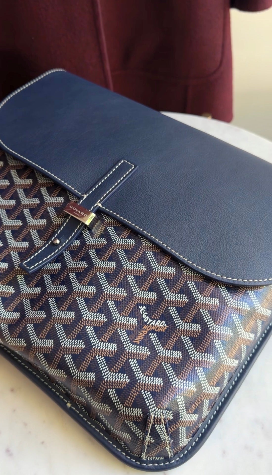 Goyard Navy Coursier Messenger Goyardine Coated Canvas Bag