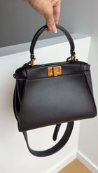 Fendi Dark Espresso Brown Leather Peekaboo Mini Bag