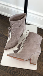 Aquazzura Greige Suede Tassel Ankle Boot - 36