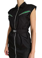 Bottega Veneta Black Nylon Zip Up Shirt Dress - US 0-2