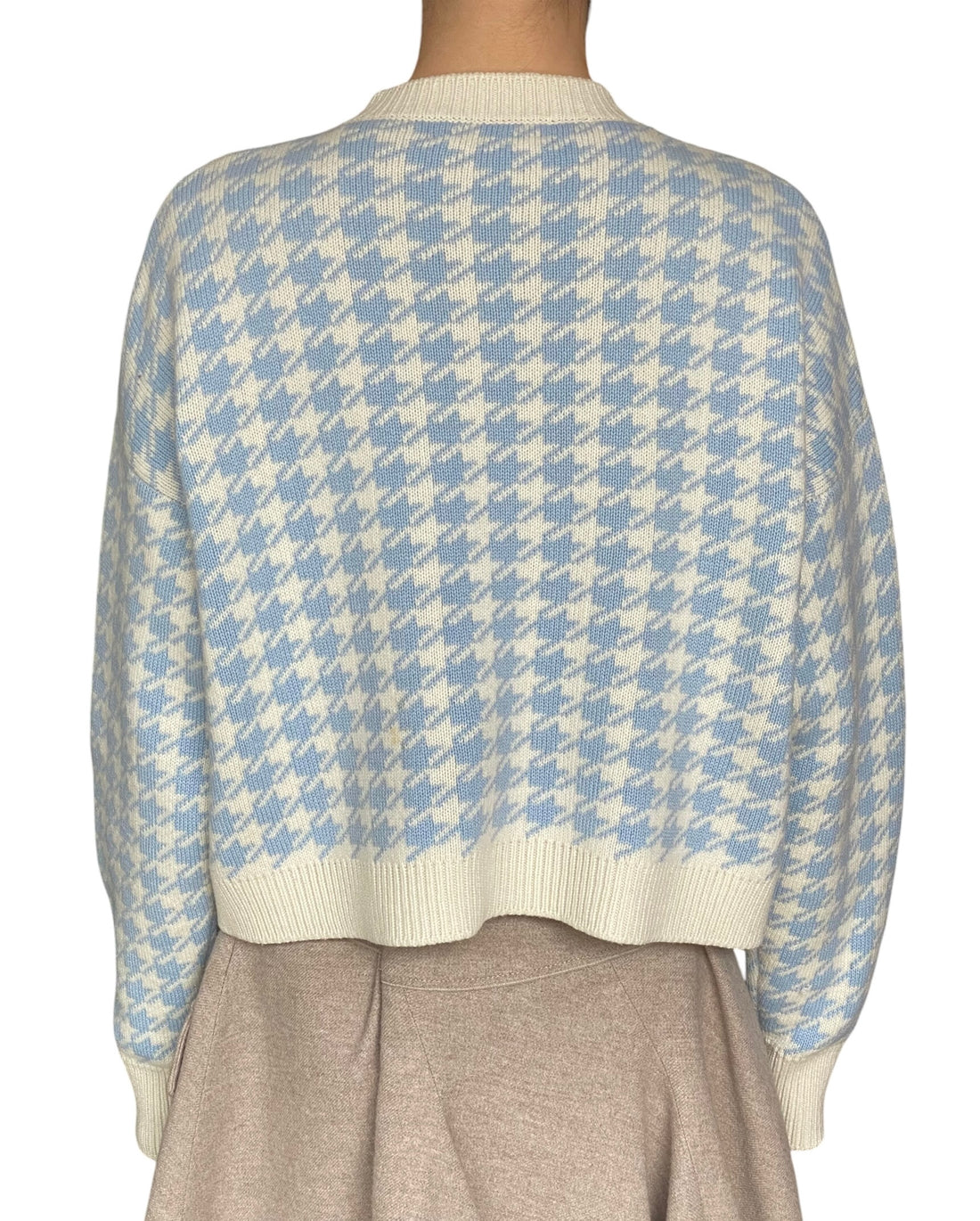 Miu Miu Blue Houndstooth Knit Cashmere Cardigan - IT 36 / US 4