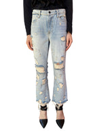 Alexander Wang Blue “Grind”Distressed Flared Leg Denim - W28
