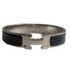 Hermes Black & Silver Clic Clac H Bracelet - XS