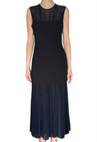 Proenza Schouler Black & Navy Jersey Knit “Niki” Pleated Sheer Maxi Dress - S-M / US 6