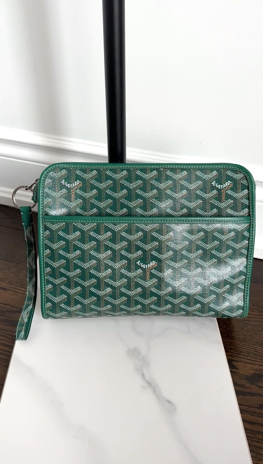 Goyard Green Monogram Jouvence MM Toiletry Bag Clutch with Wristlet