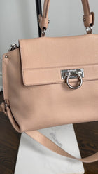 Salvatore Ferragamo Gancini Sofia Nude Grained Leather Two Way Handbag