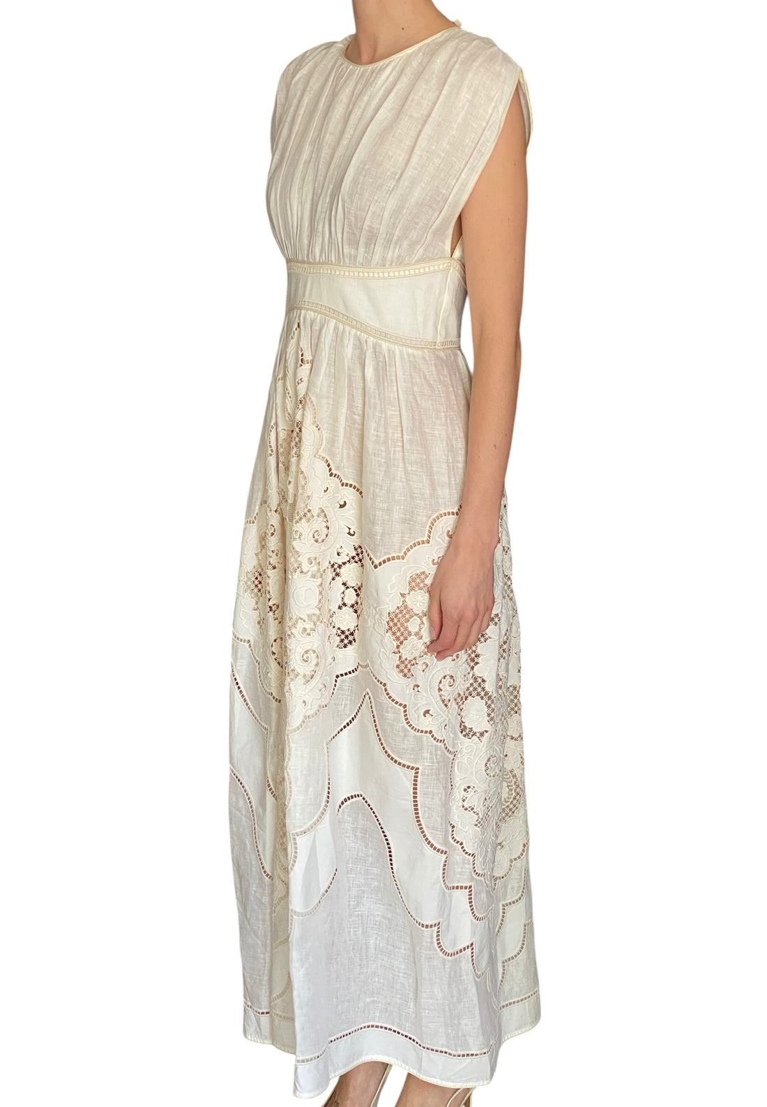 Zimmermann Beige “Daylight” Broderie Linen Gown - 1 / US 4-6