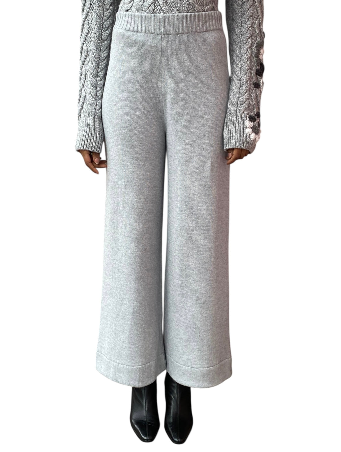 Iris Von Arnim Grey Cashmere Knit Trousers - S