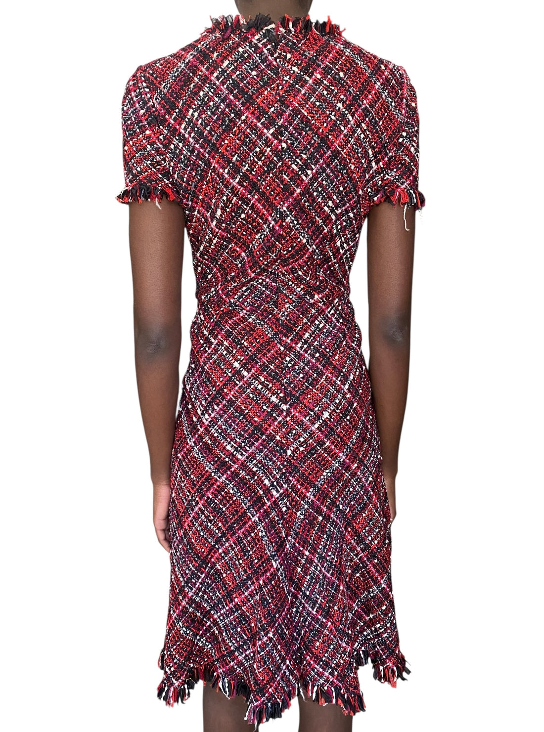Alexander McQueen Red Tweed Midi Dress - 40 / US 2