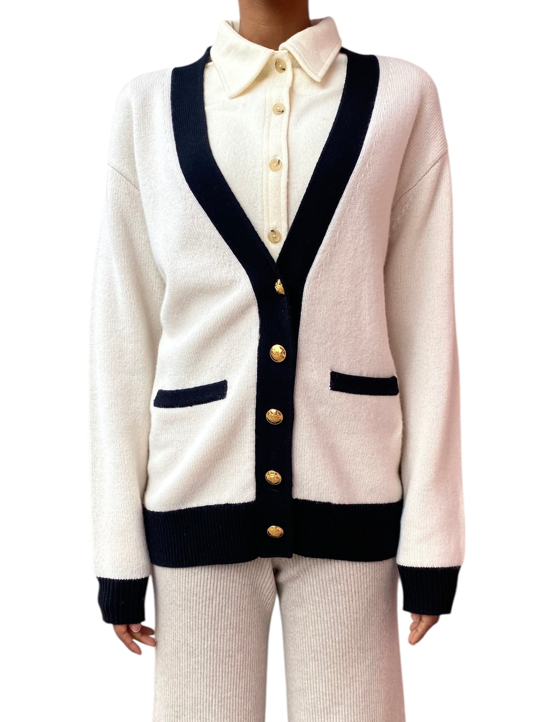 Nili Lotan White Neshat Cashmere Cardigan - M