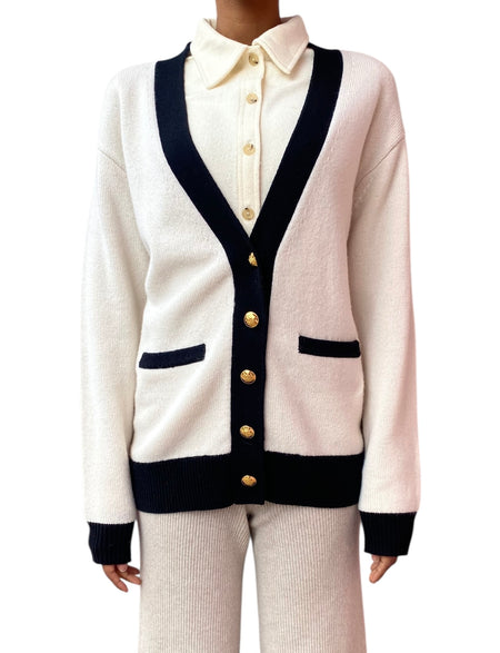 Nili Lotan White Neshat Cashmere Cardigan - M