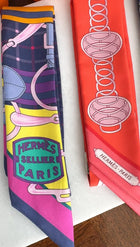 Hermes Purple Yellow Silk Tatersale Twilly