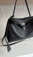 Balenciaga Small Black Leather Rodeo Two-Way Tote Bag