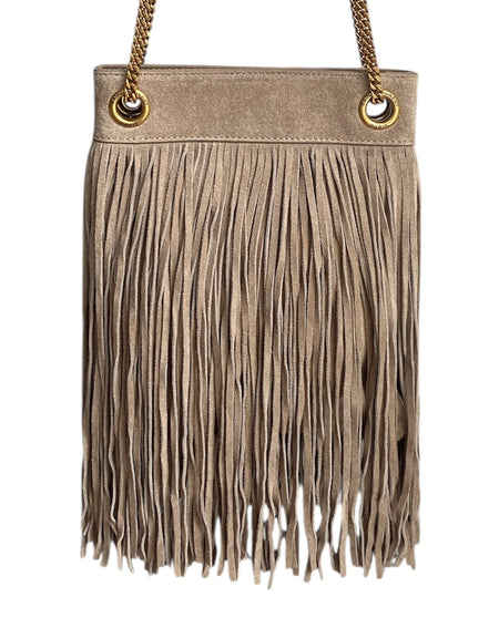 Saint Laurent Brown Suede Fringe Grace Bag