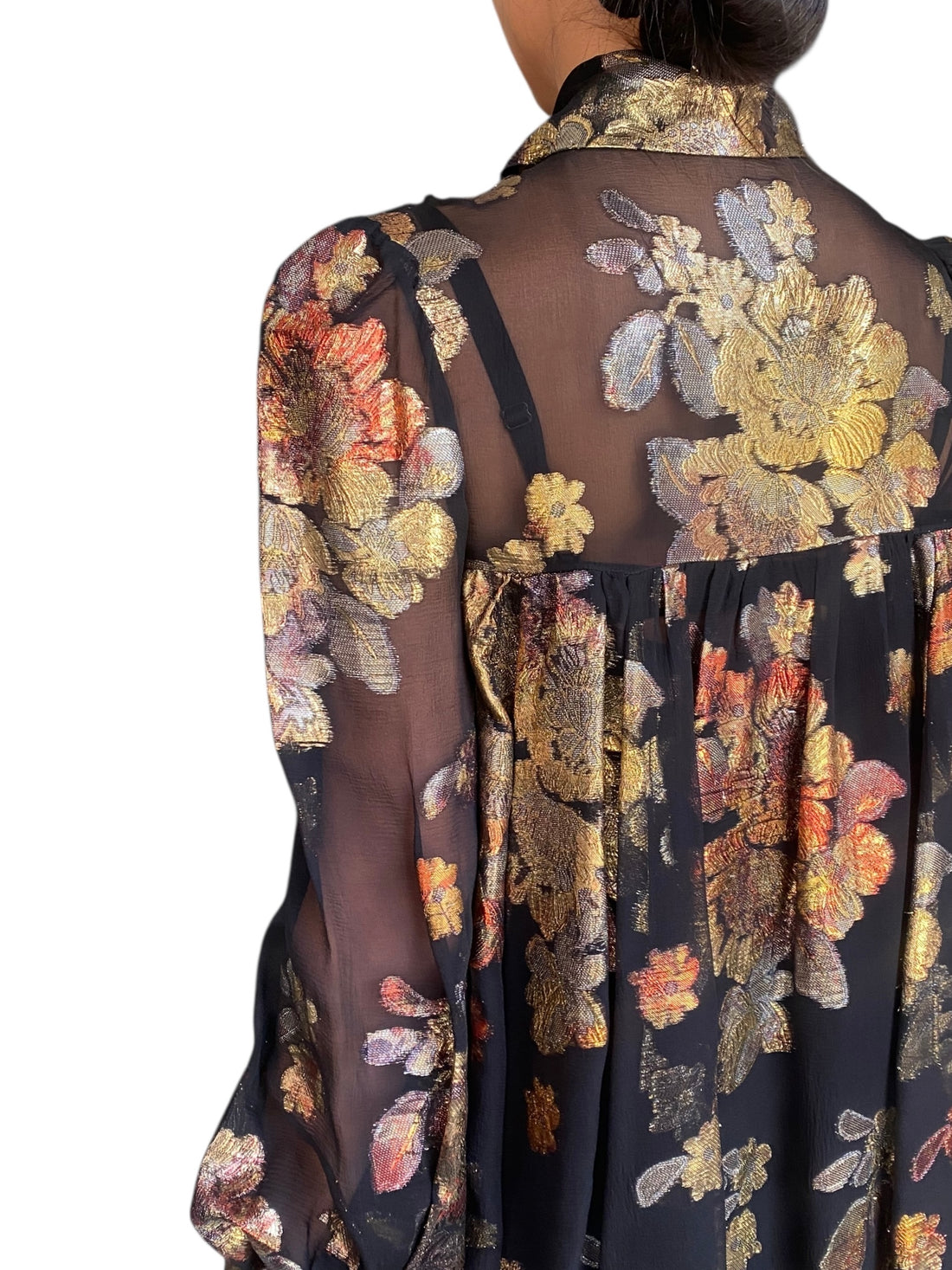 Saint Laurent Black Floral Silk Jacquard Mini Flared Dress - 40 / US 4