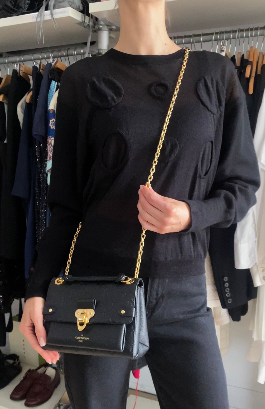 Louis Vuitton Small Vavin Black Empreinte Monogram Leather Wallet on Chain