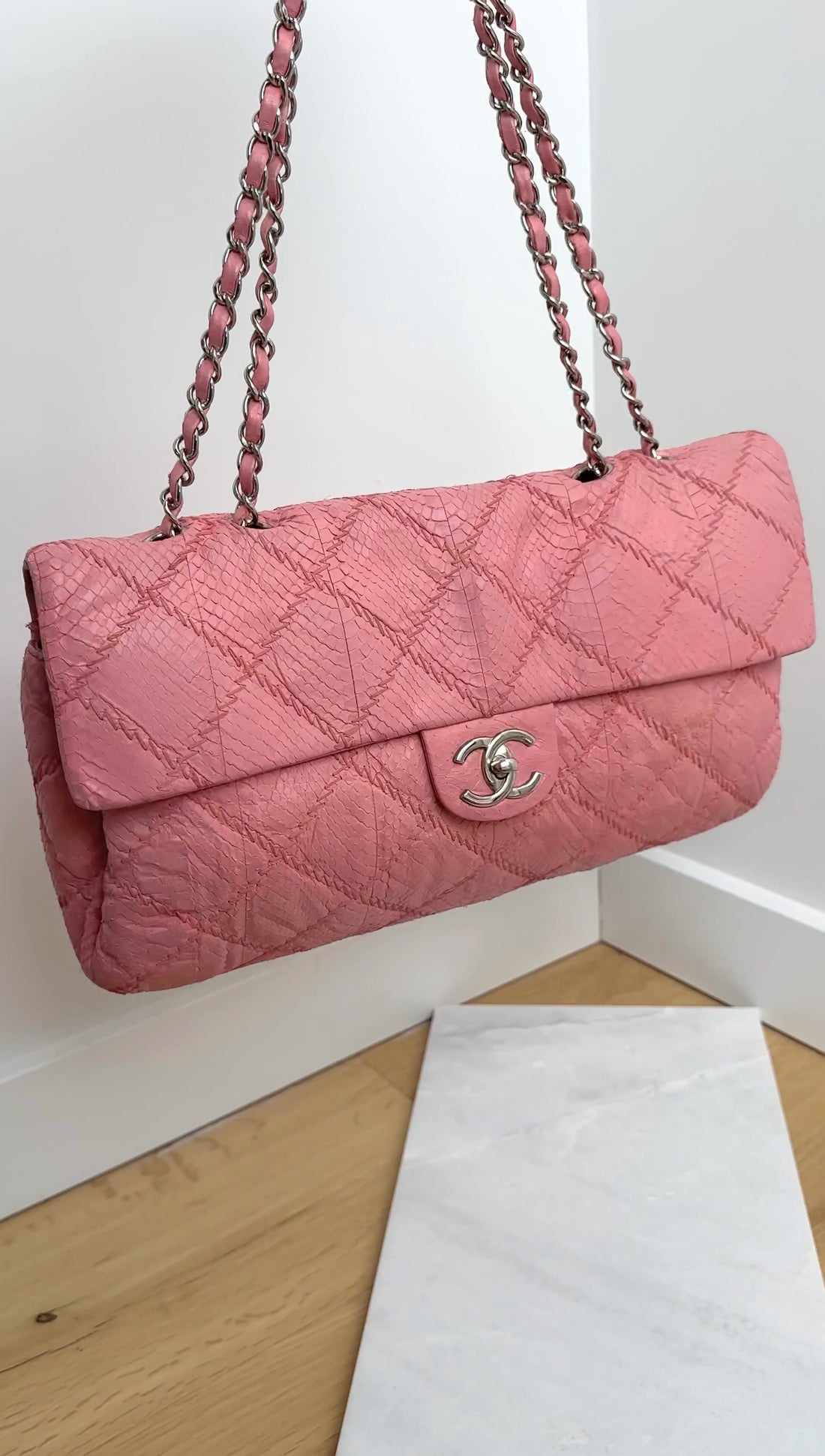 Chanel Pink Python Large Ultimate Stitch Flap Bag