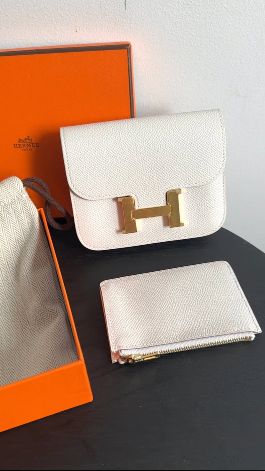 Hermes Constance Slim Wallet Epsom M4 Gris Pale GHW