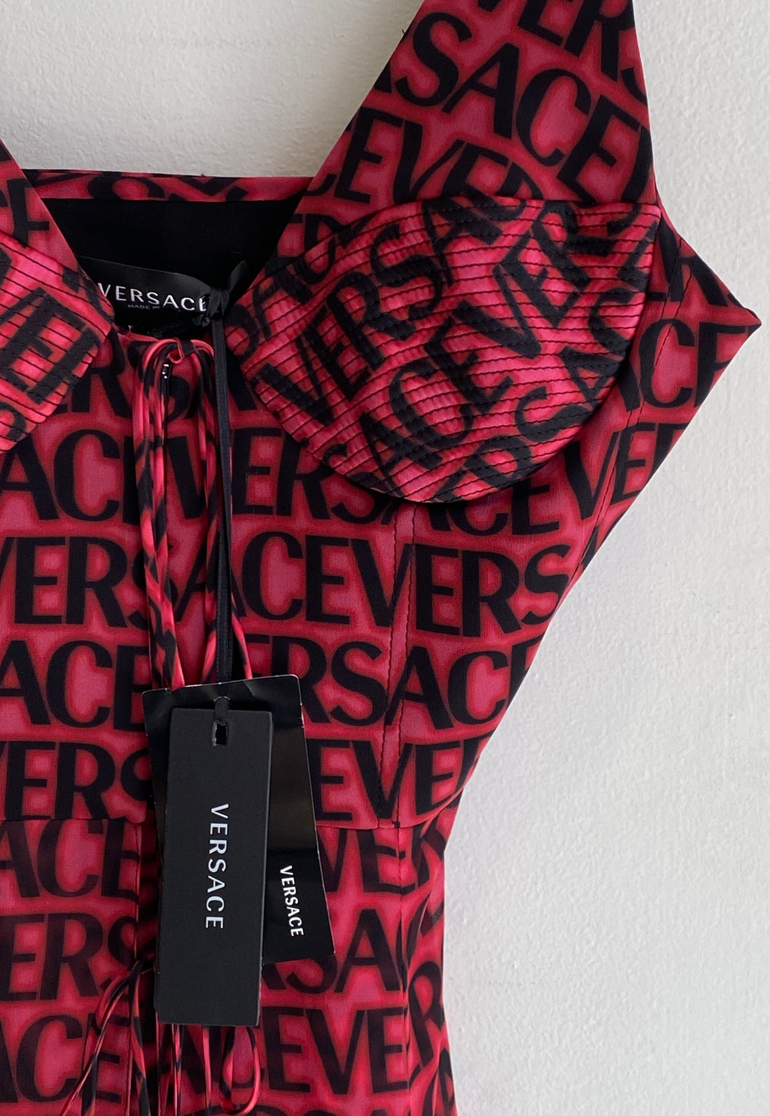 Versace Logo Chiffon Cocktail Dress
