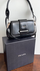 Prada Black Glossed Leather Sidonie Shoulder Bag