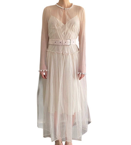Givenchy Ivory Mesh Pearl Gown - 6/8