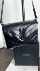 Saint Laurent Black Chevron Quilted Lambskin Toy Lou Lou Shoulder Bag BHW