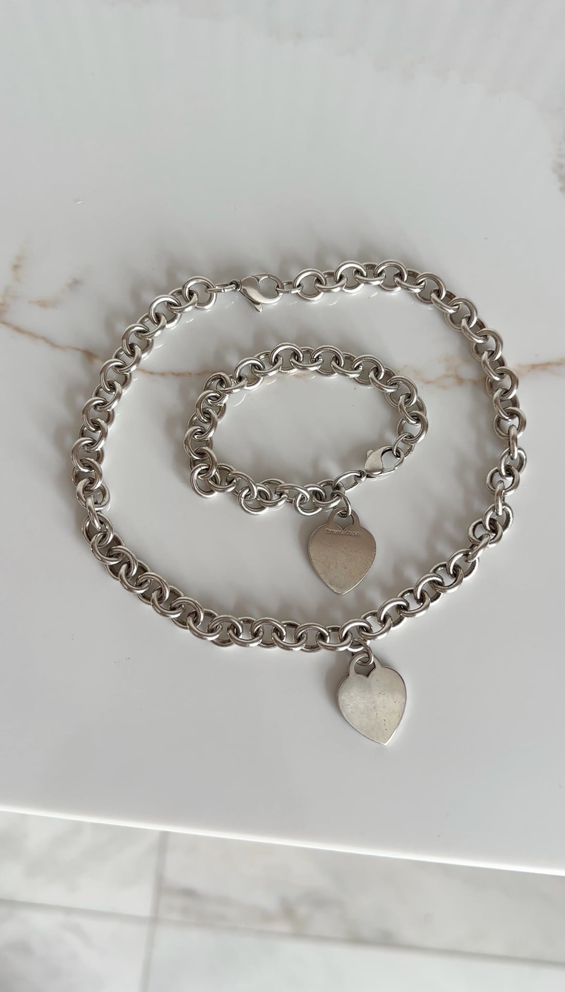 Tiffany & Co. Sterling Silver Plain Heart Tag Link Necklace