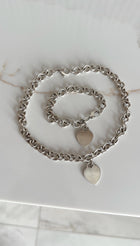 Tiffany & Co. Sterling Silver Plain Heart Tag Link Necklace
