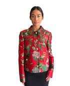 Dolce & Gabbana Red Jacquard Floral Embroidered Jacket - 48 / US 12