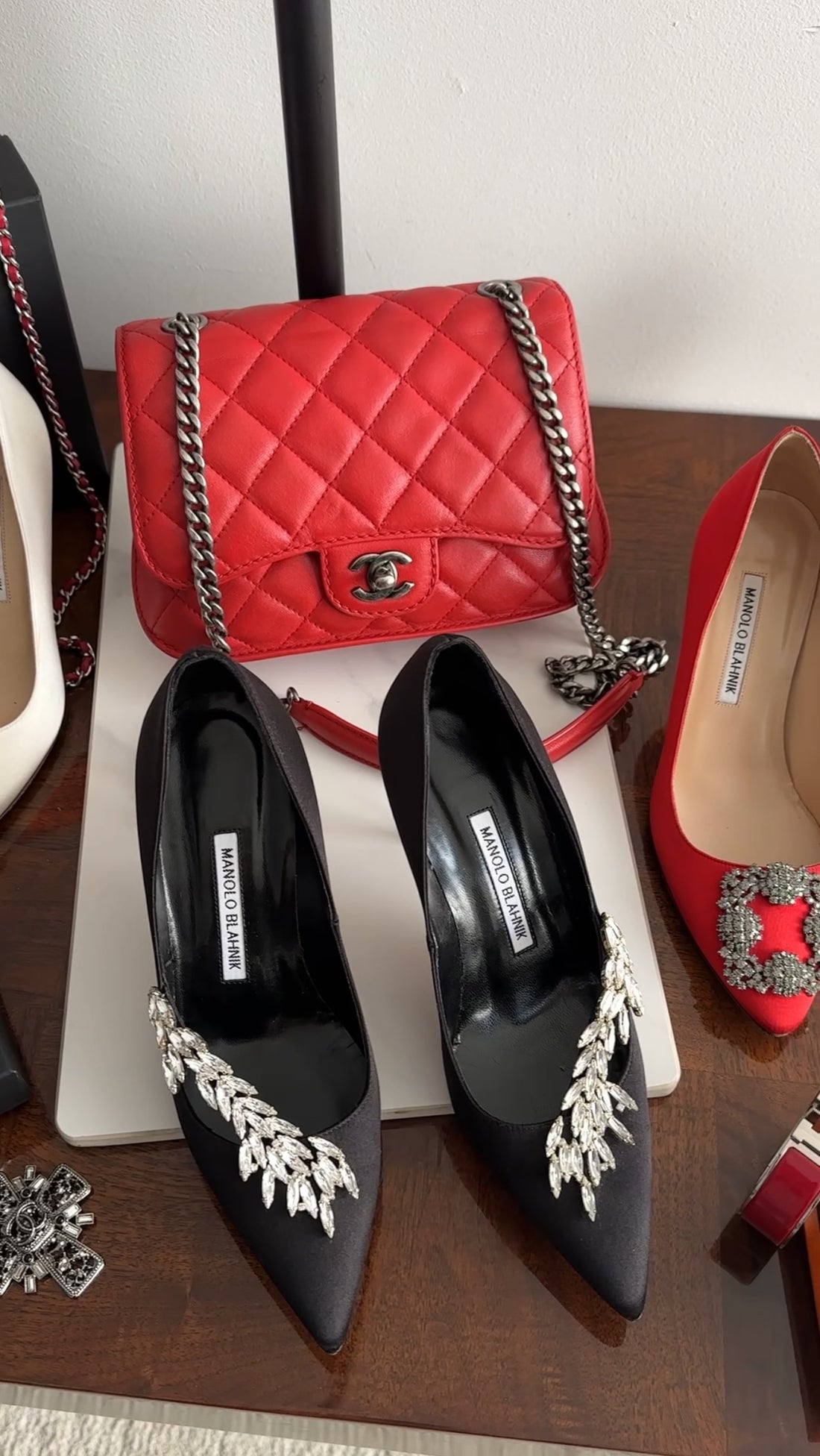 Chanel Red Quilted Leather Natural CC Small Chain Flap Bag